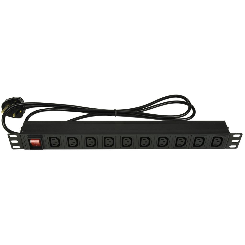 19" Rackmount Power Distribution Units - 1U 10-Gang IEC (C13) Switched 1.8m - 1U-PDU-10C13