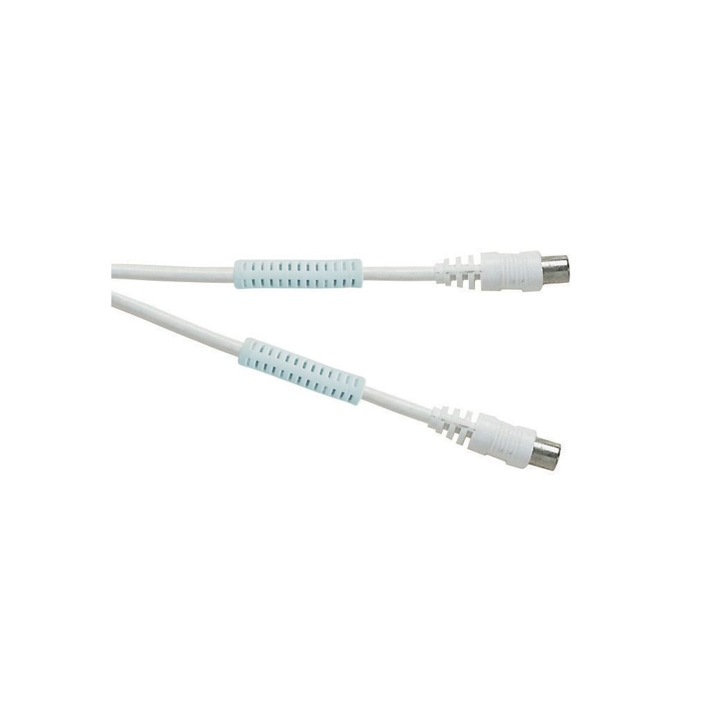 Standard Digital Coaxial Plug to Coaxial Plug TV and Video Lead with Ferrite Rings White