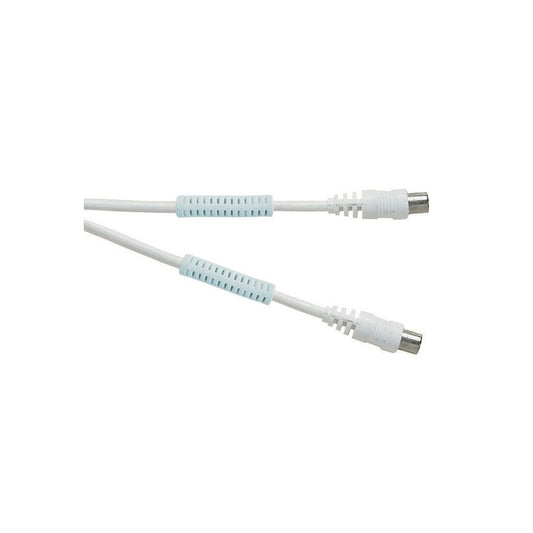 Standard Digital Coaxial Plug to Coaxial Plug TV and Video Lead with Ferrite Rings White