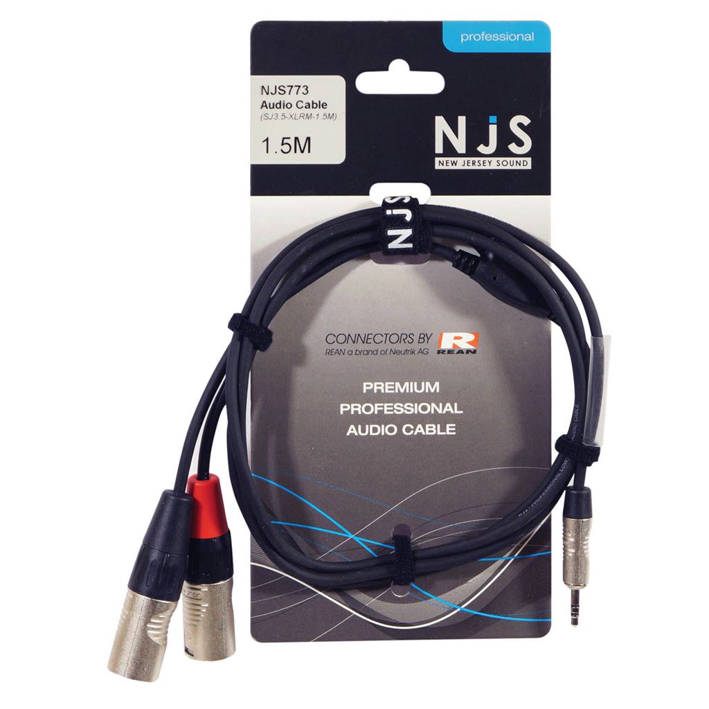 3.5mm Stereo Plug to 2 x Male XLR Signal Cable