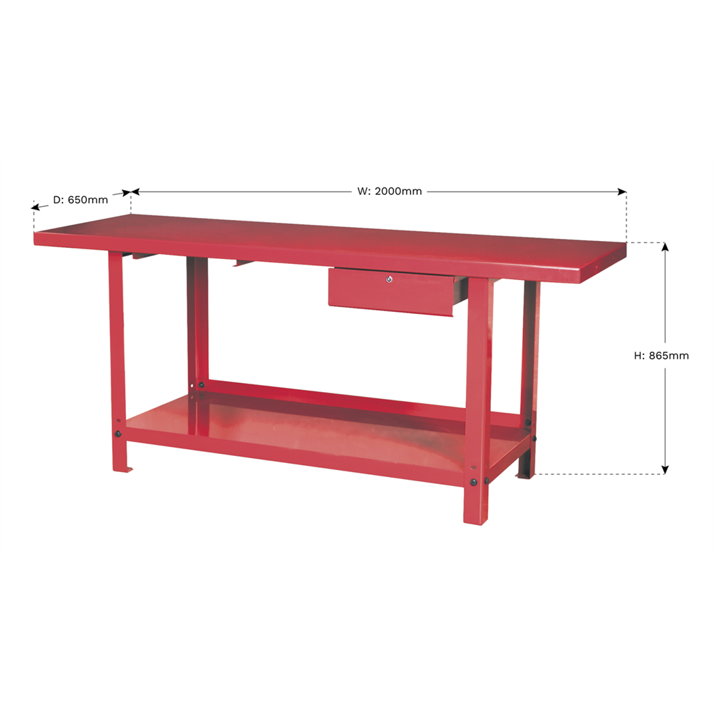 Workbench Steel 2m with 1 Drawer