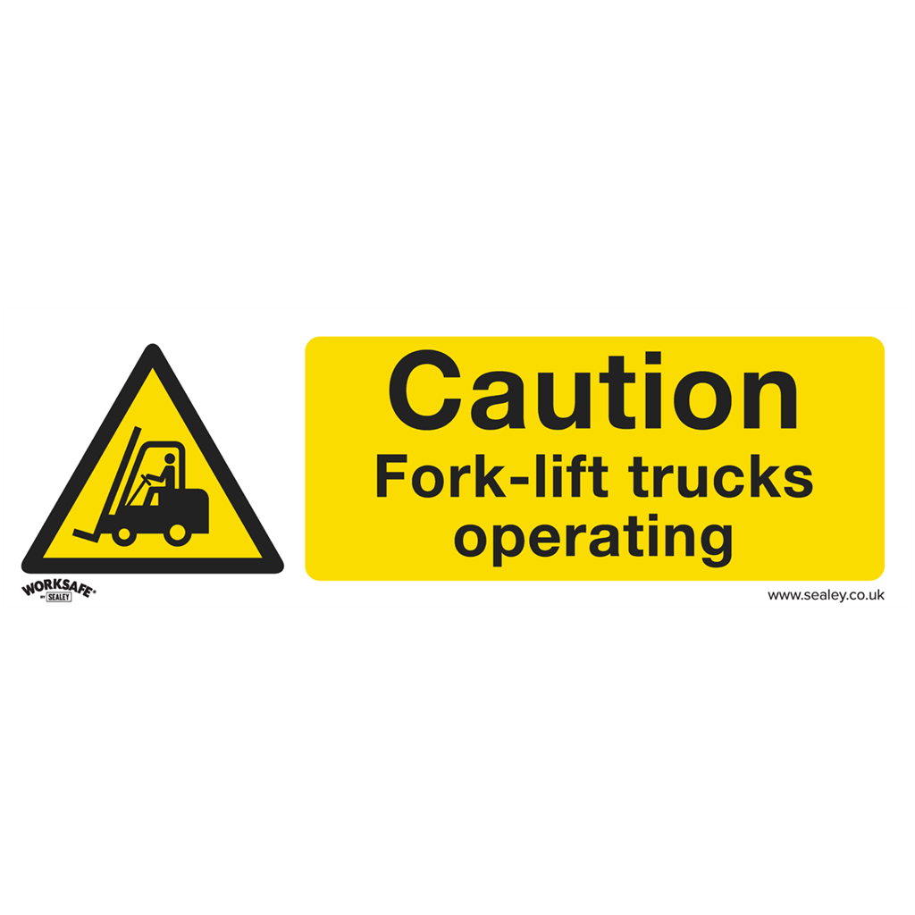 Warning Safety Sign - Caution Fork-Lift Trucks - Self-Adhesive Vinyl