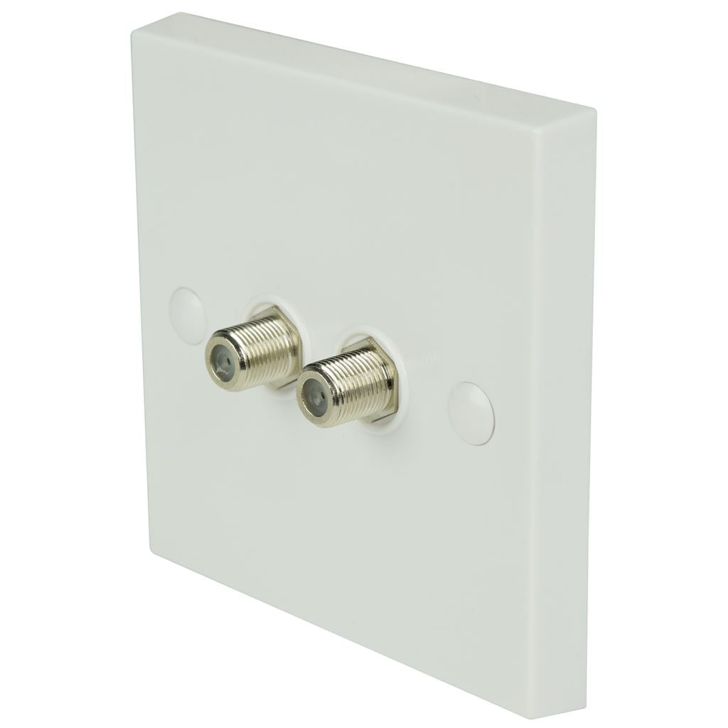 Double Low Loss F-Type Screw Wallplate - Connector