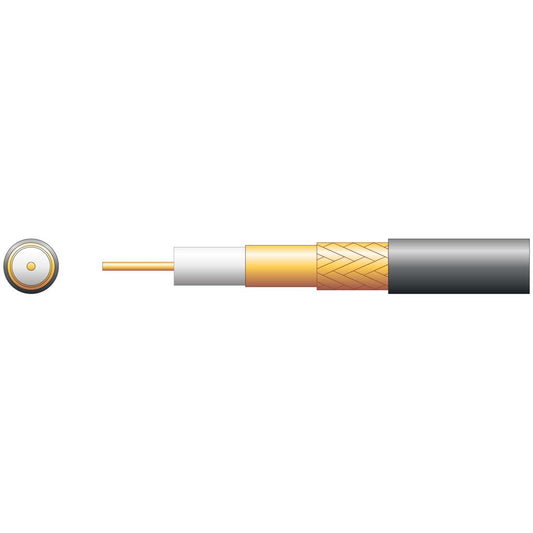 100U 75 Ohms Foam Filled Coaxial Cable - CCA Braid - Foamed PE with 100m Black