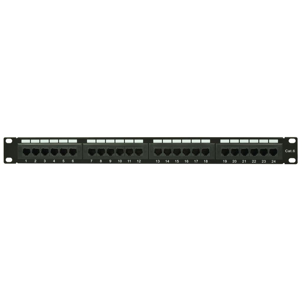 CAT6 Rackmount IDC Patch Panels - 24-Port 1U + Cable Management - CAT6-24IDC