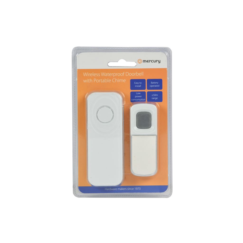 Wireless Waterproof Doorbell with Portable Chime - White - DB295-WHT