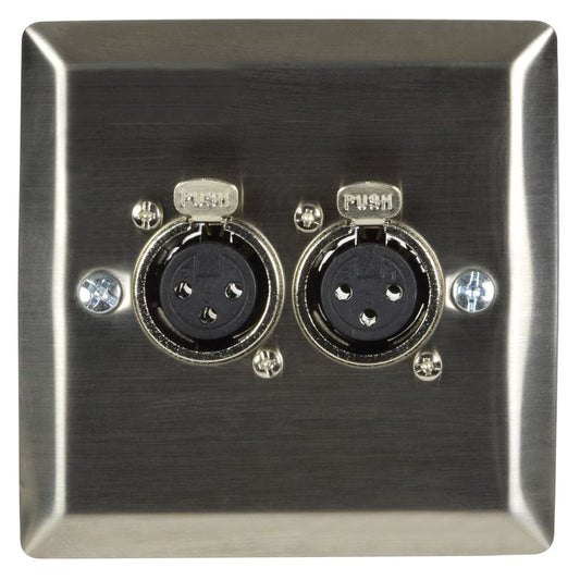 Steel Wallplate with Twin XLR Sockets