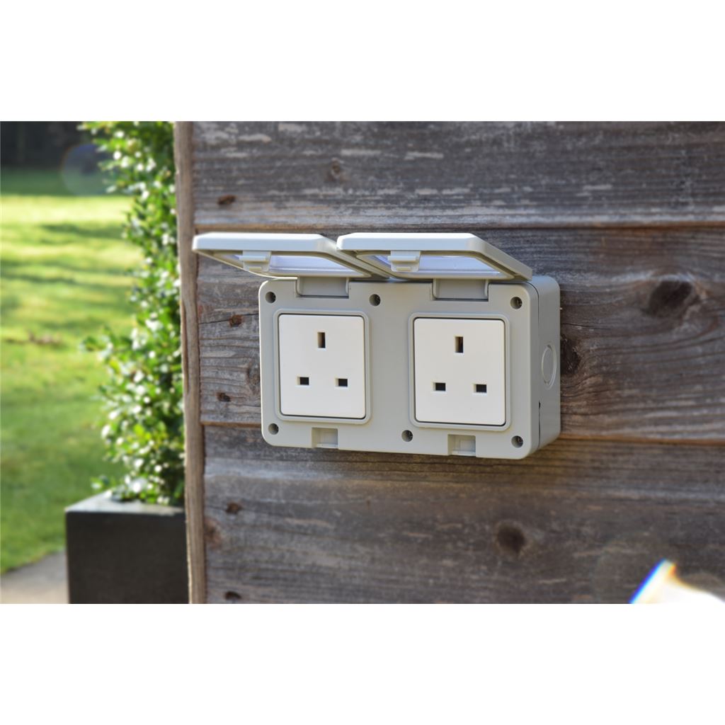 Weatherproof 2 Gang Outdoor Socket - IP55