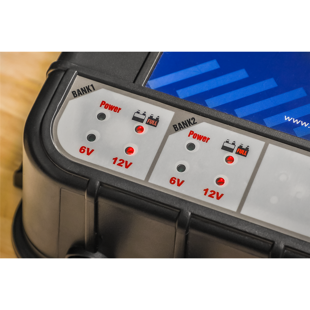 Four Bank 6/12V 8A (4 x 2A) Auto Maintenance Charger