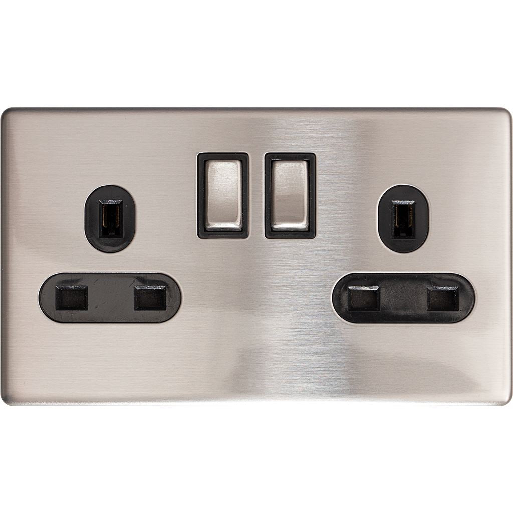 2 Gang 13A Double Pole Switched Socket Screwless