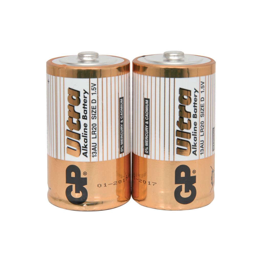 GP Ultra Alkaline Batteries - batteries, D, 1.5V, packed 2 /blister