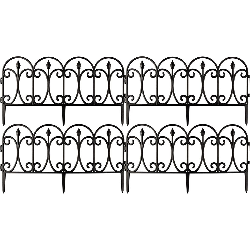 Wrought Iron Effect Garden Edge Fence - Pack of 4