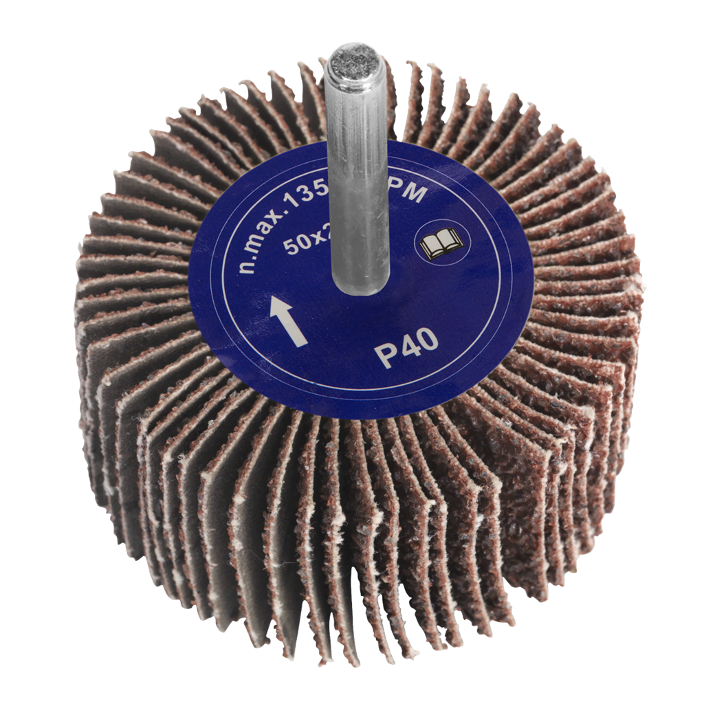Flap Wheel &#216;50 x 25mm 40Grit 6mm Shaft