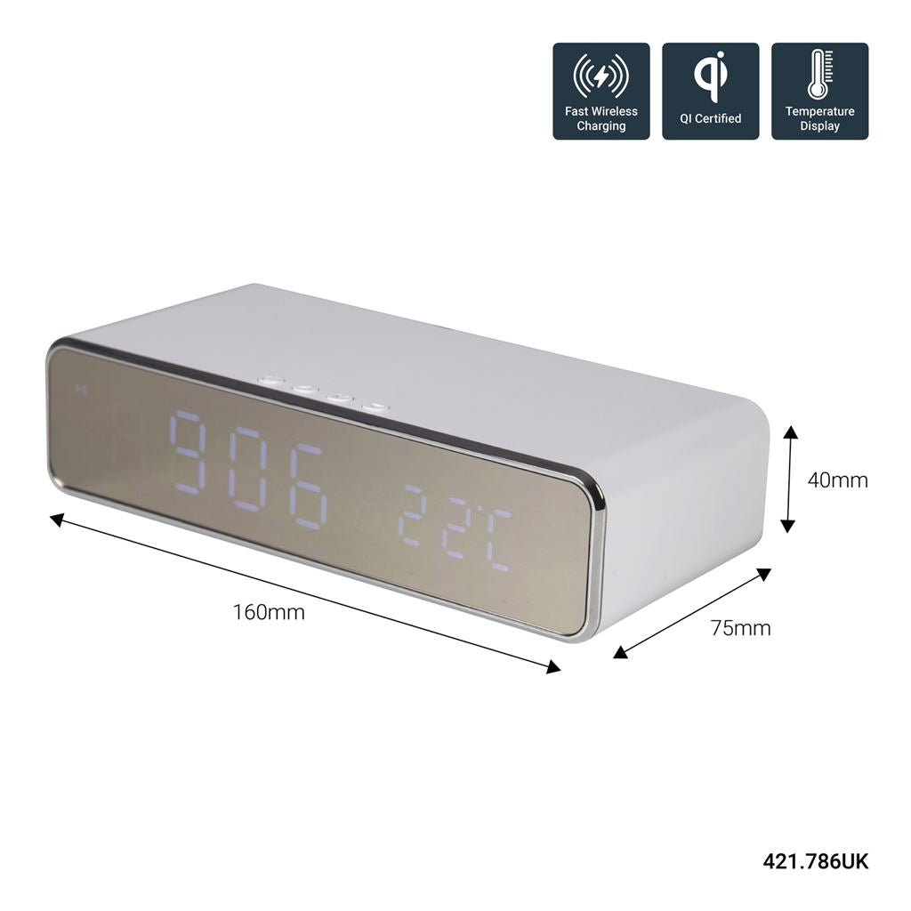 Recharge: Wireless Fast Charging Digital Alarm Clock - White