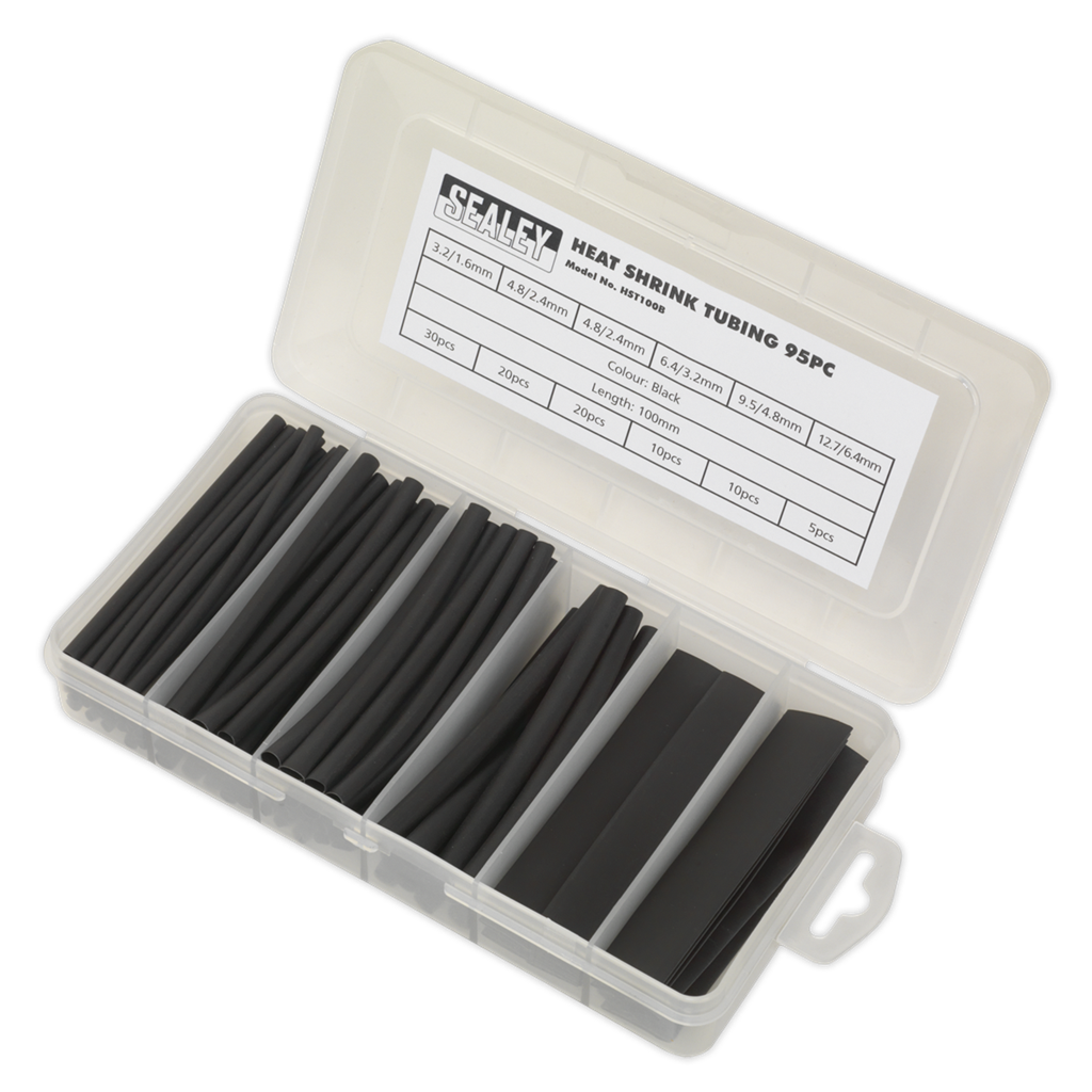 Heat Shrink Tubing Assortment 95pc 100mm Black