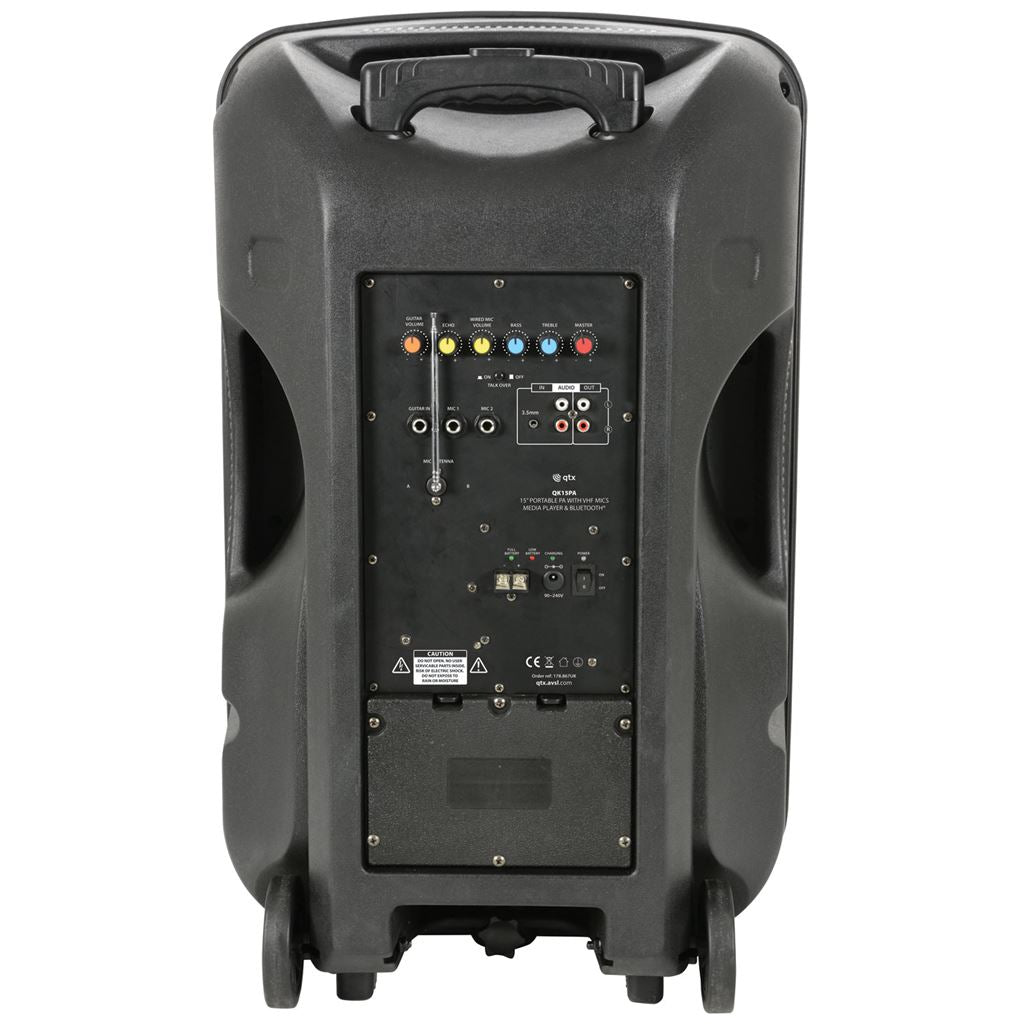 Busker PA with VHF Mics & Media Player - Busker-15 + 2 x + USB/SD/FM/BT