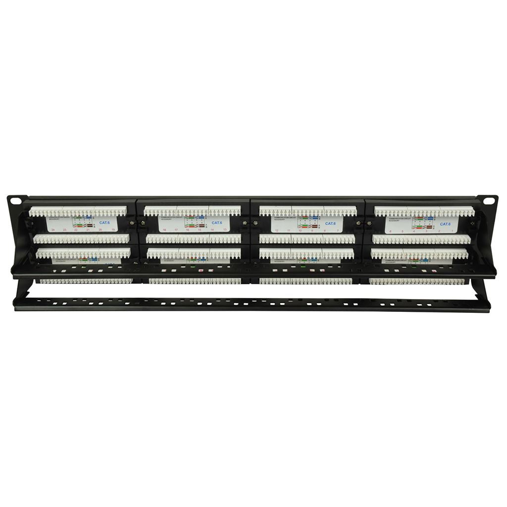 CAT6 Rackmount IDC Patch Panels - 48-Port 2U + Cable Management - CAT6-48IDC