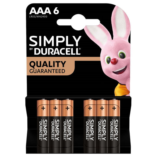 Simply Duracell Alkaline Batteries - AAA 6 Pack