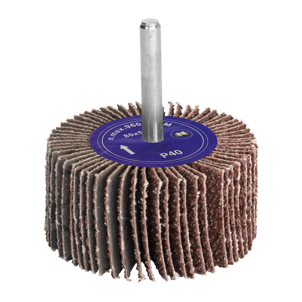 Flap Wheel &#216;80 x 50mm 40Grit 6mm Shaft