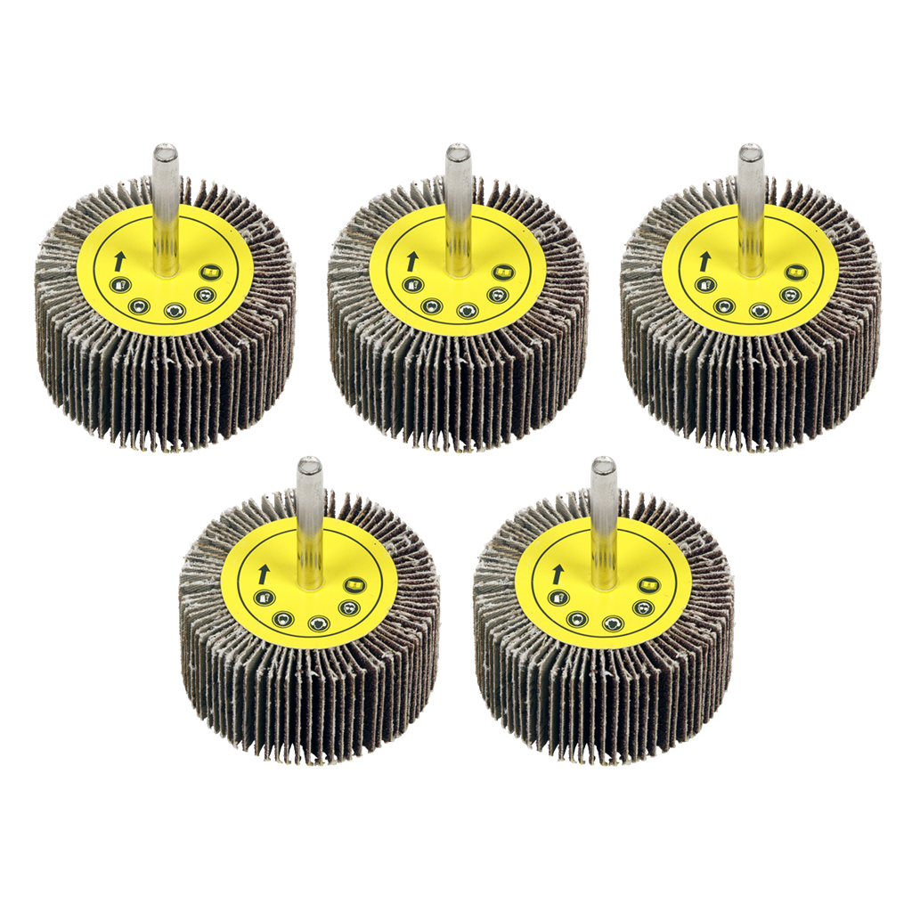 Flap Wheel &#216;60 x 30mm 80Grit &#216;6mm Shaft - Pack of 5