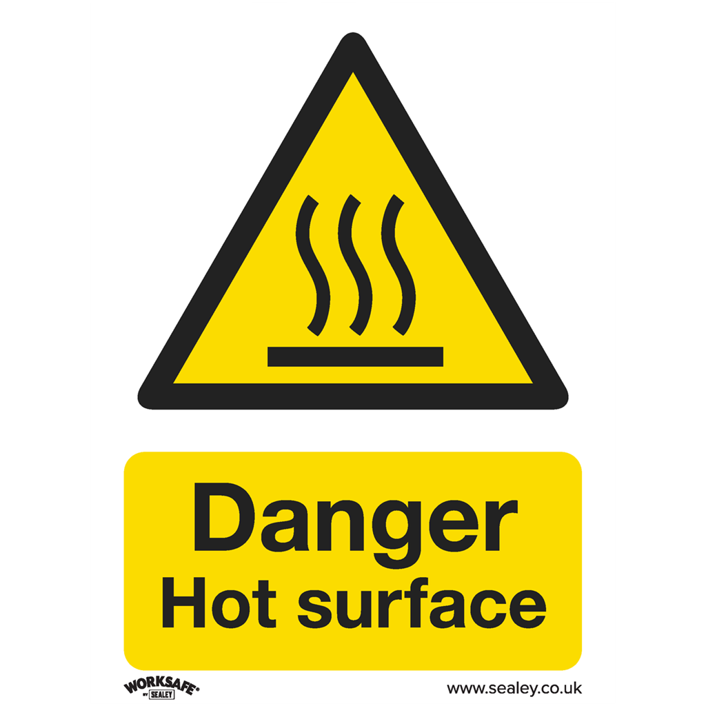 Warning Safety Sign - Danger Hot Surface - Rigid Plastic