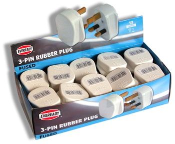 13a 3pin H/duty Fused Pl Ug Eveready - White X1