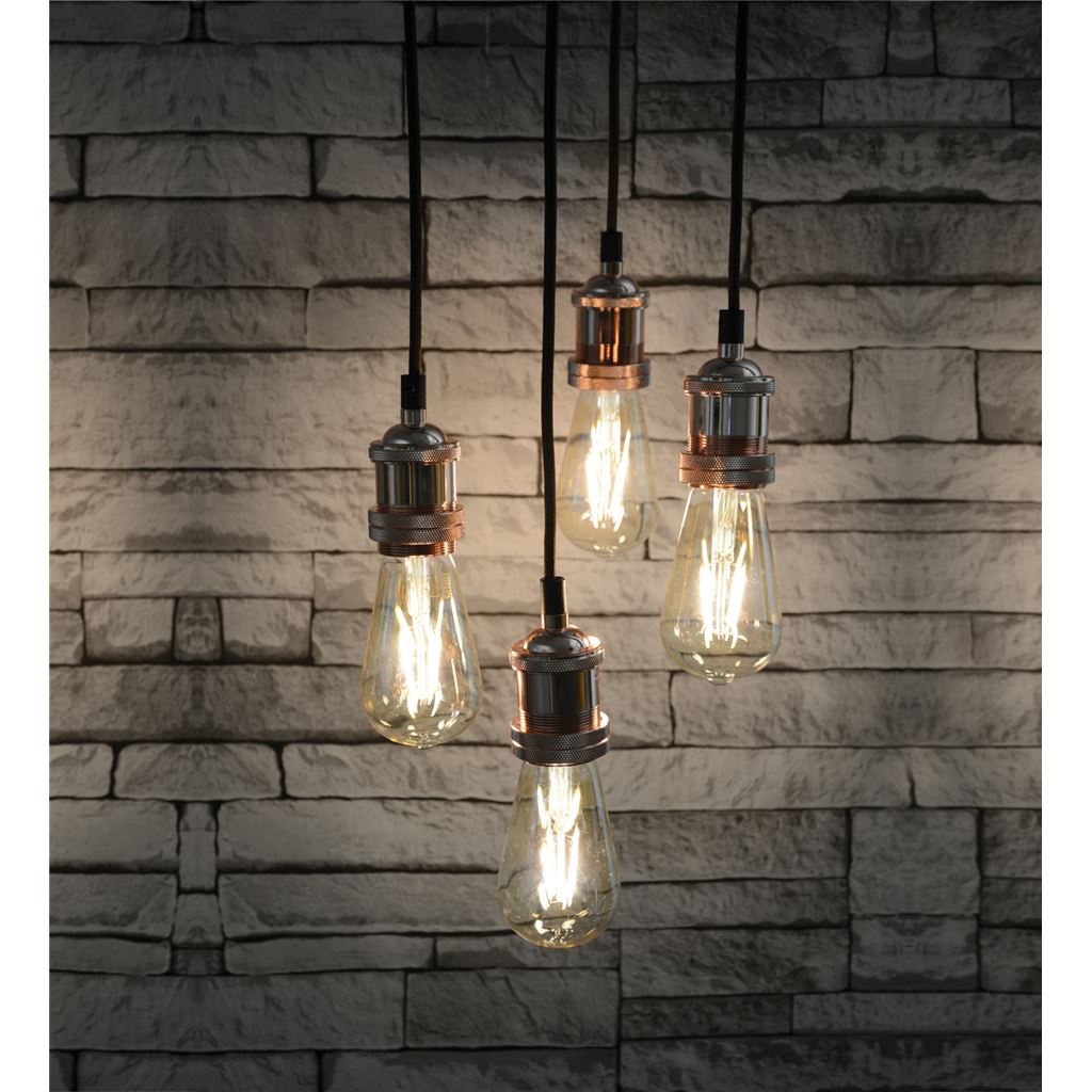 Quad E27 Pendant Cordsets - Bright Copper - 4P-E27-CPR