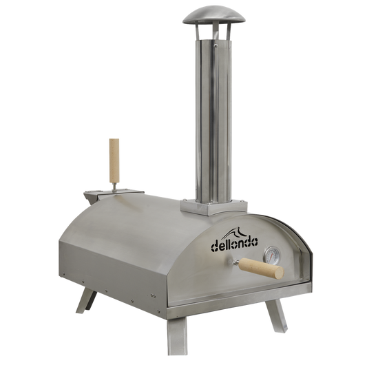 Dellonda 14" Portable Wood-Fired Pizza & Smoking Oven - Stainless Steel